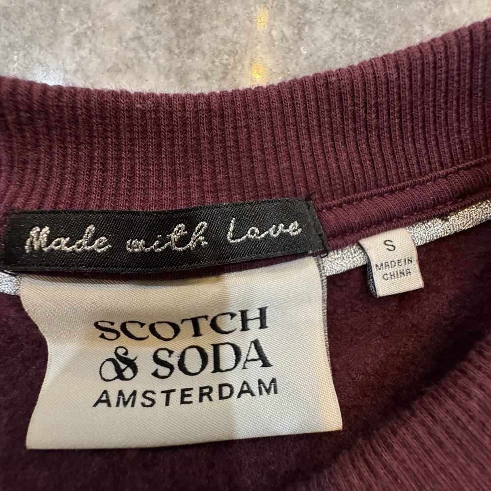 Scotch & Soda Burgundy Maroon Sweatshirt Crewneck Embroidered Size Small - Picture 5 of 8